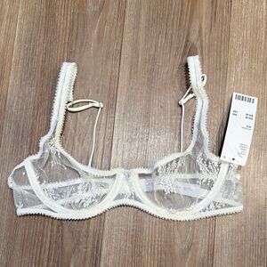 Urban Outfitters Sheer Lace Bra - Cream